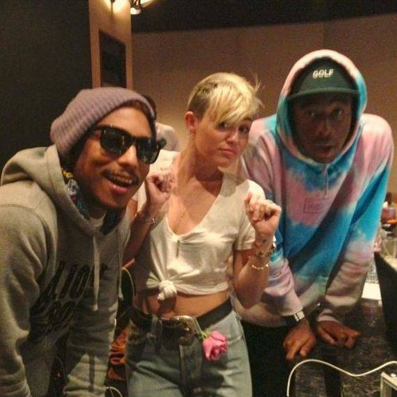 Pharrell Williams, Miley Cyrus & Tyler, The Creator In The Studio