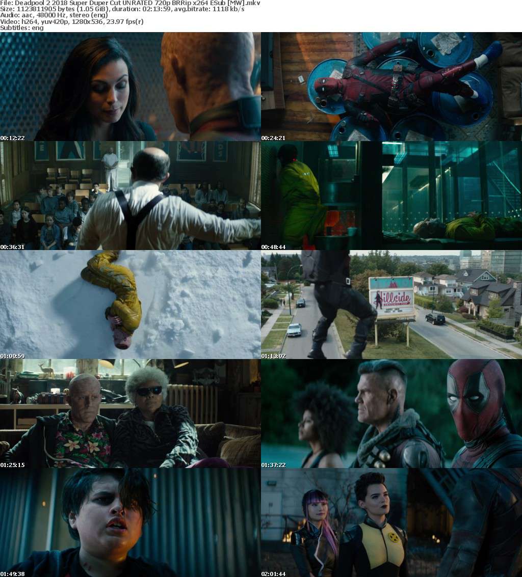 Deadpool 2 (2018) Super Duper Cut UNRATED 720p BRRip x264 ESub MW