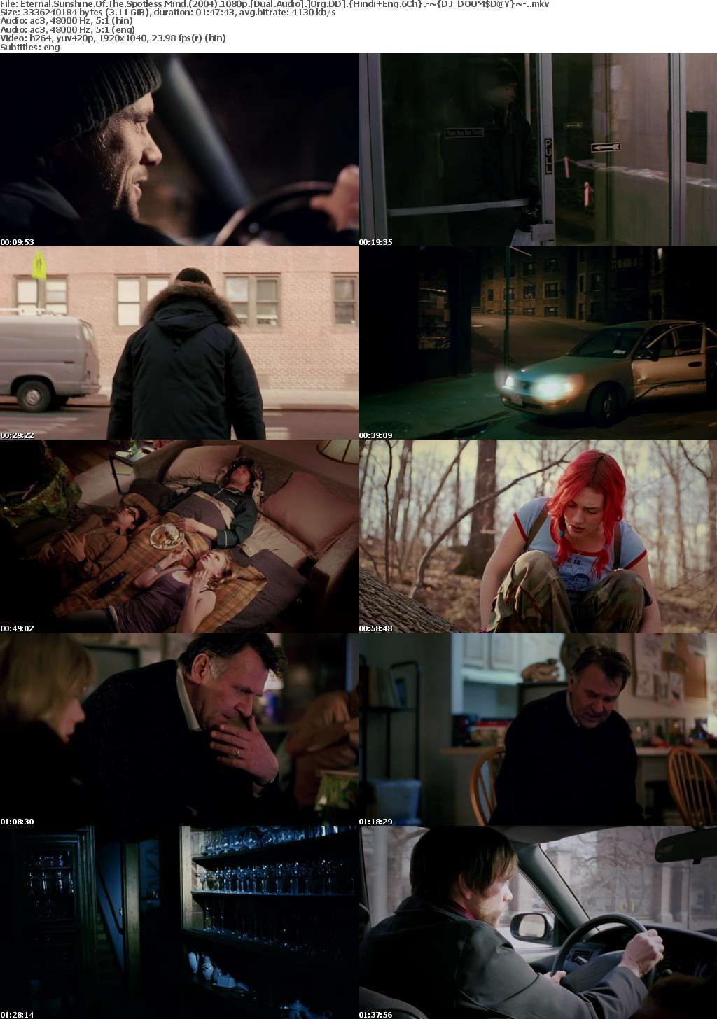 Eternal Sunshine Of The Spotless Mind (2004) 1080p BluRay Dual Audio Org DD Hindi+Eng 6Ch-DOOMSDAY