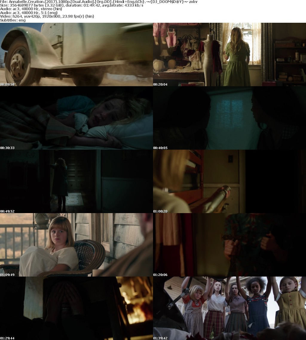 Annabelle Creation (2017) 1080p BRRip Dual Audio Org DD Hindi+Eng 6Ch -~DOOMSDAY~-