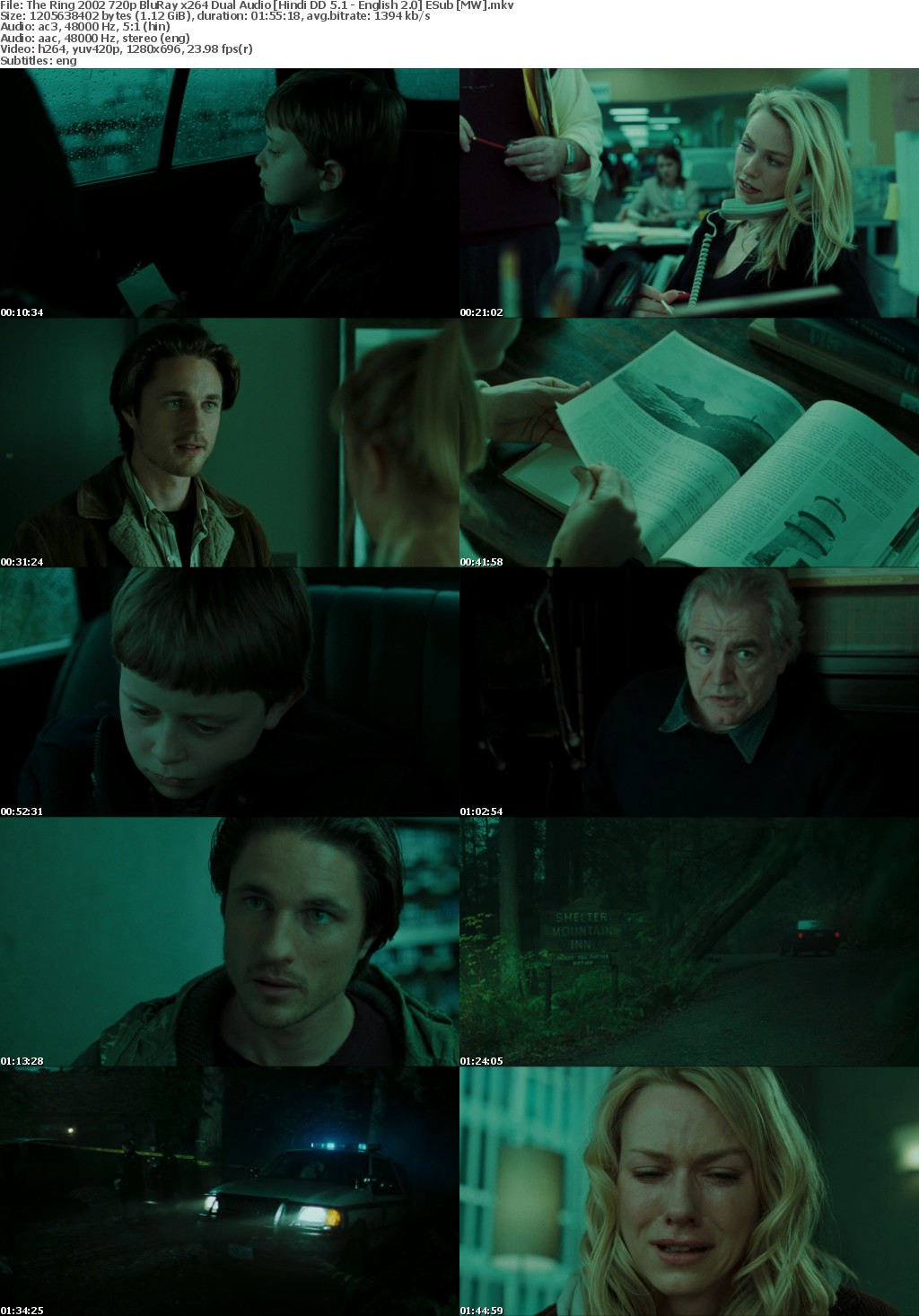 The Ring (2002) 720p BluRay x264 Dual Audio Hindi DD 5.1 - English 2.0 ESub MW