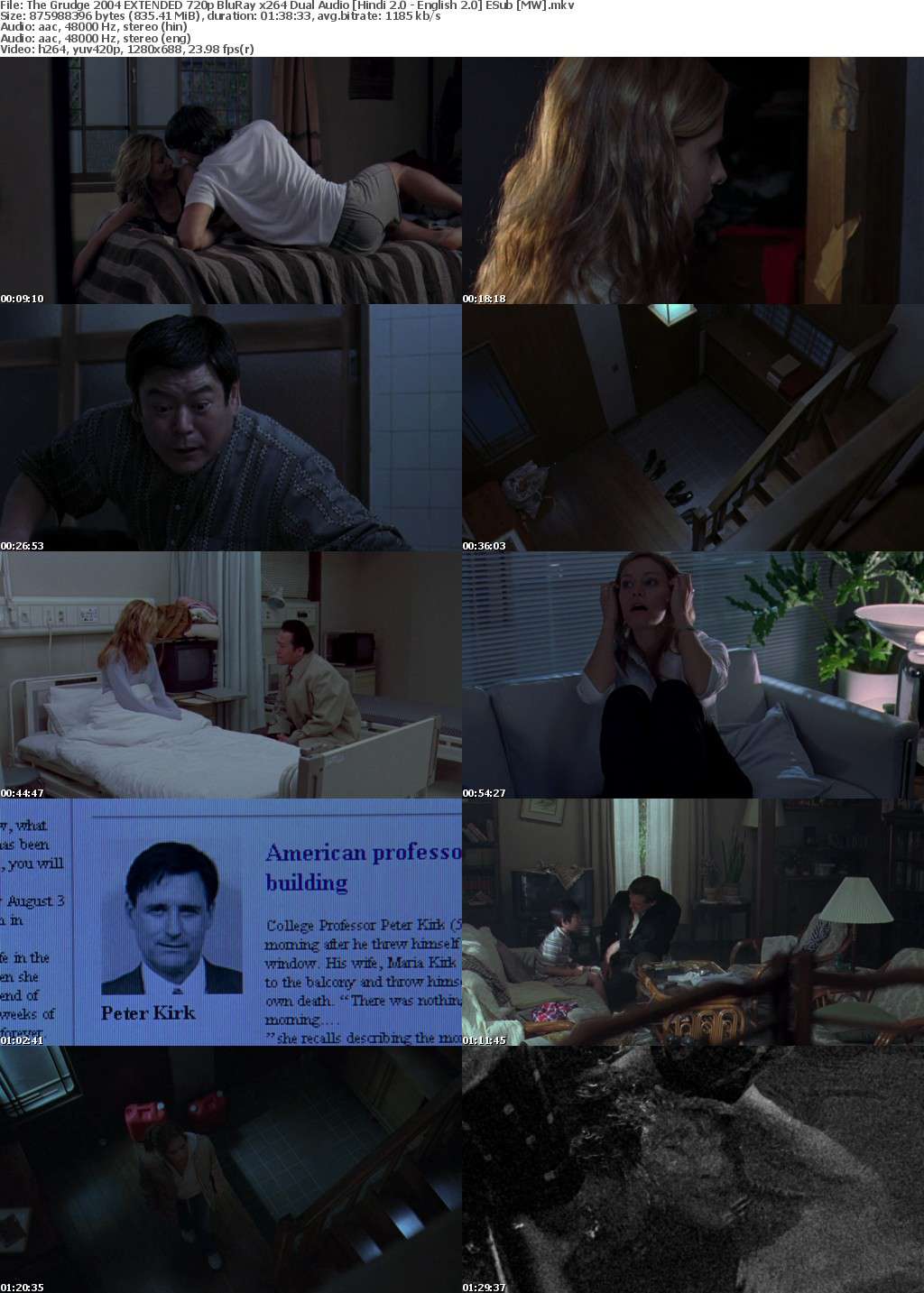 The Grudge (2004) EXTENDED 720p BluRay x264 Dual Audio Hindi 2.0 - English 2.0 ESub MW