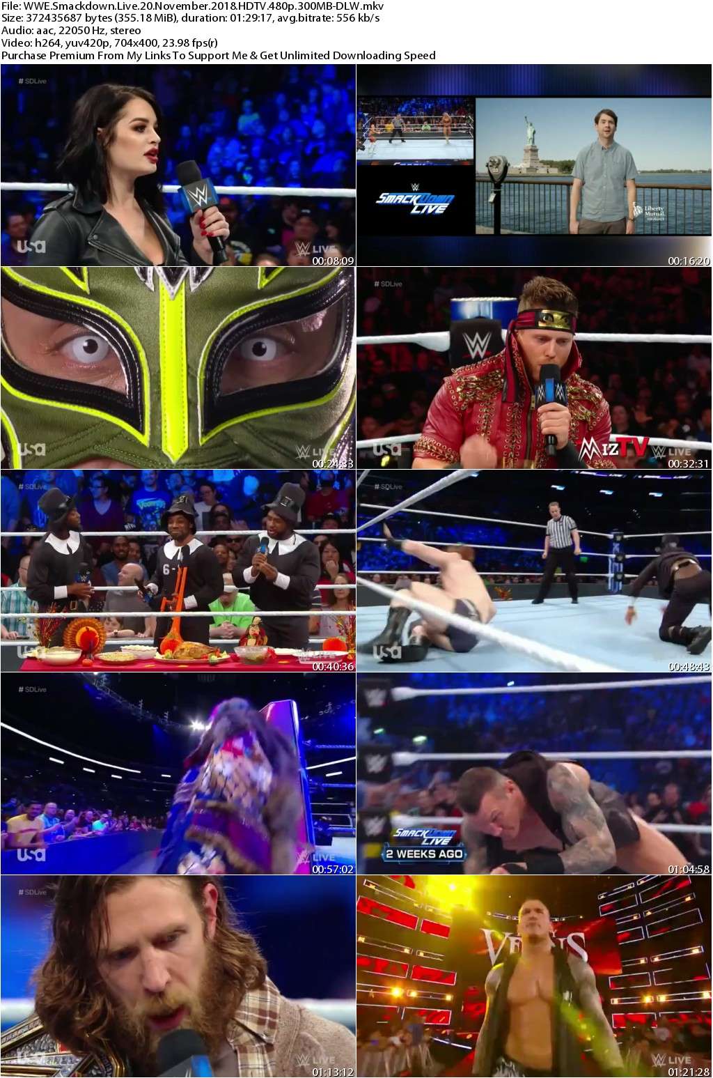 WWE Smackdown Live 20 November 2018 HDTV 480p 300MB-DLW