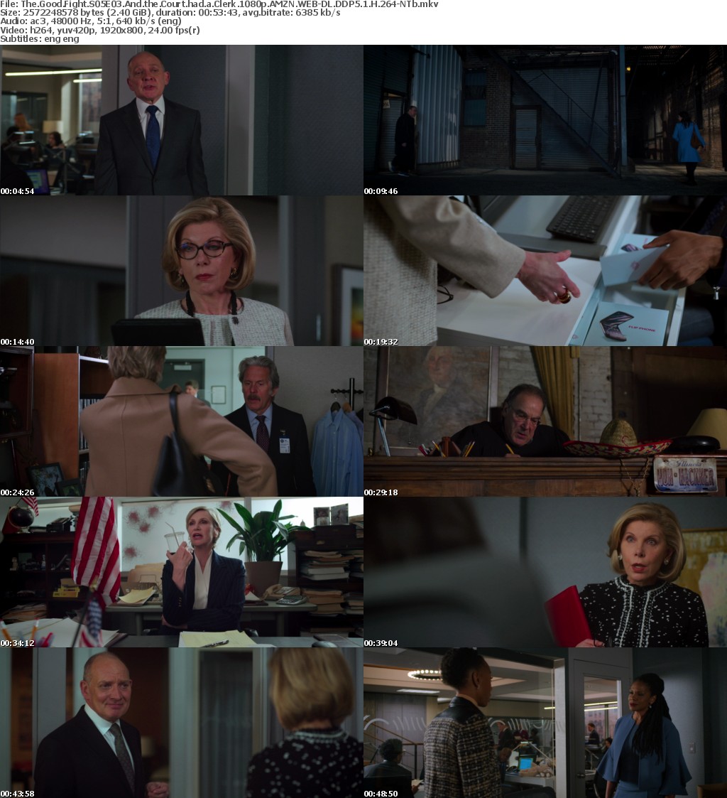 The Good Fight S05E03 And the Court had a Clerk 1080p AMZN WEBRip DDP5 1 x264-NTb The Good Fight S05E03 And the Court had a Clerk 1080p AMZN WEBRip DDP5 1 x264-NTb