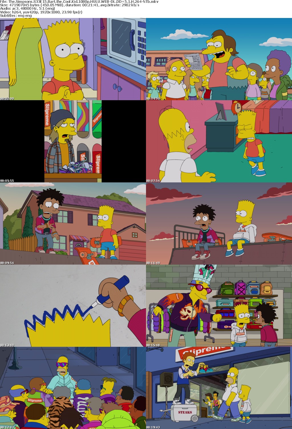 The Simpsons S33E15 Bart the Cool Kid 1080p HULU WEBRip DDP5 1 x264-NTb