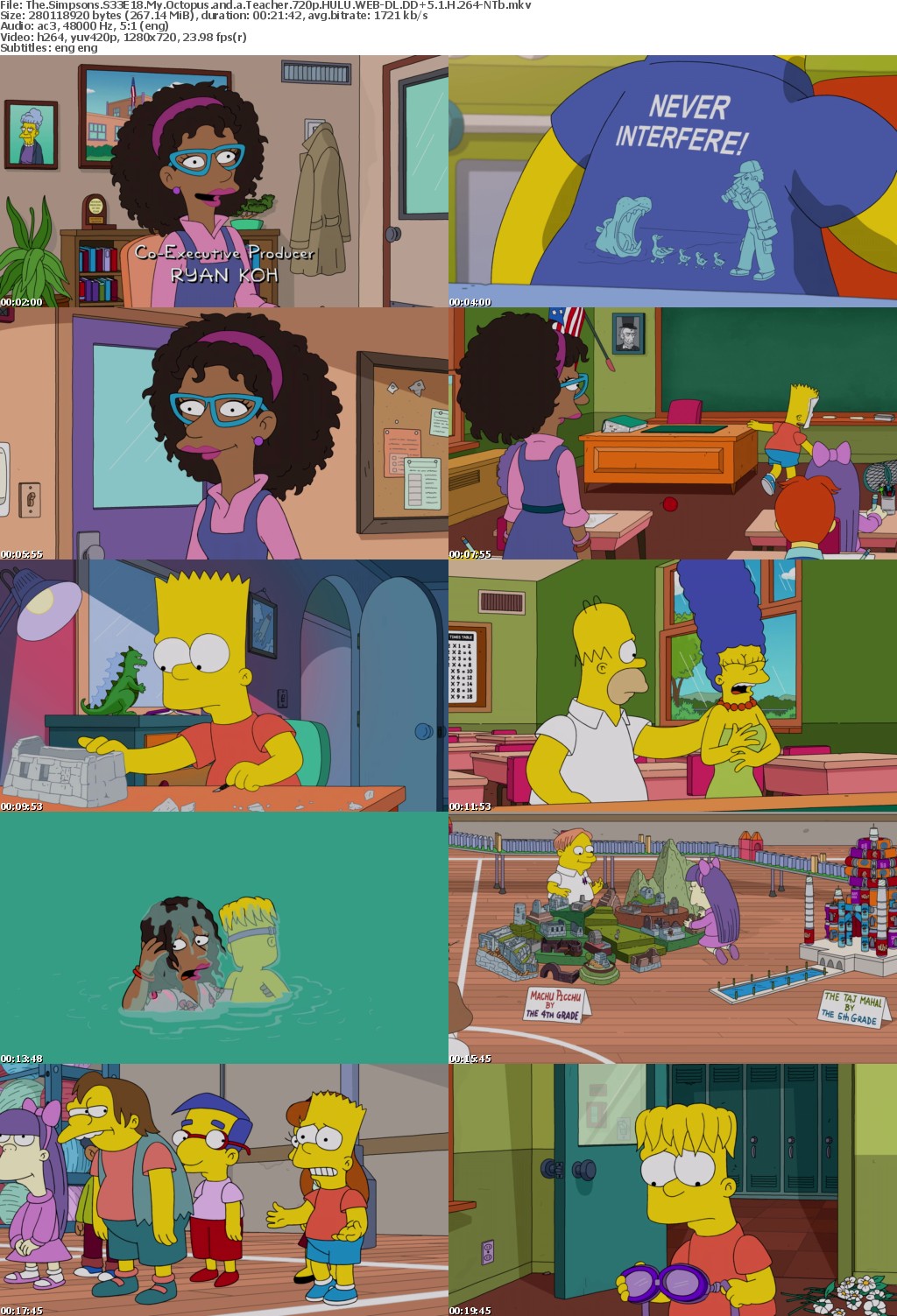 The Simpsons S33E18 My Octopus and a Teacher 720p HULU WEBRip DDP5 1 x264-NTb
