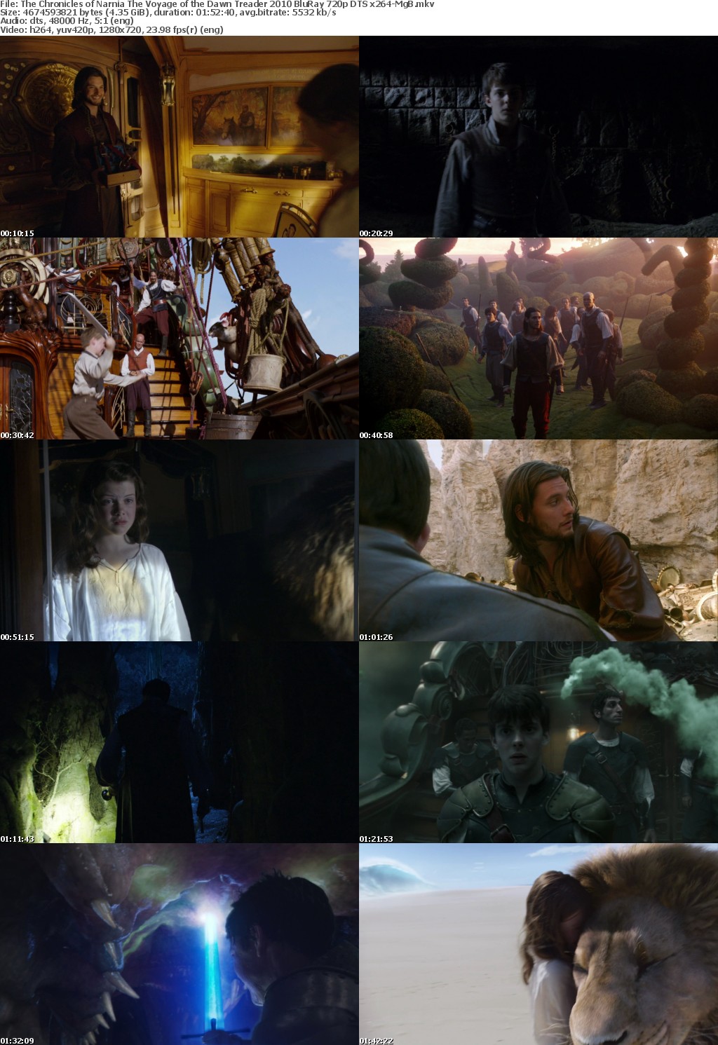 The Chronicles of Narnia The Voyage of the Dawn Treader 2010 BluRay 720p DTS x264-MgB