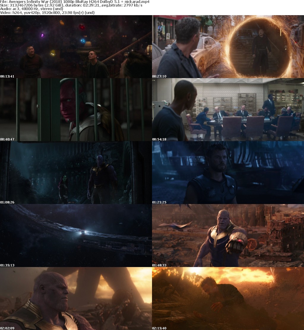 Avengers Infinity War (2018) 1080p BluRay H264 DolbyD 5 1 nickarad