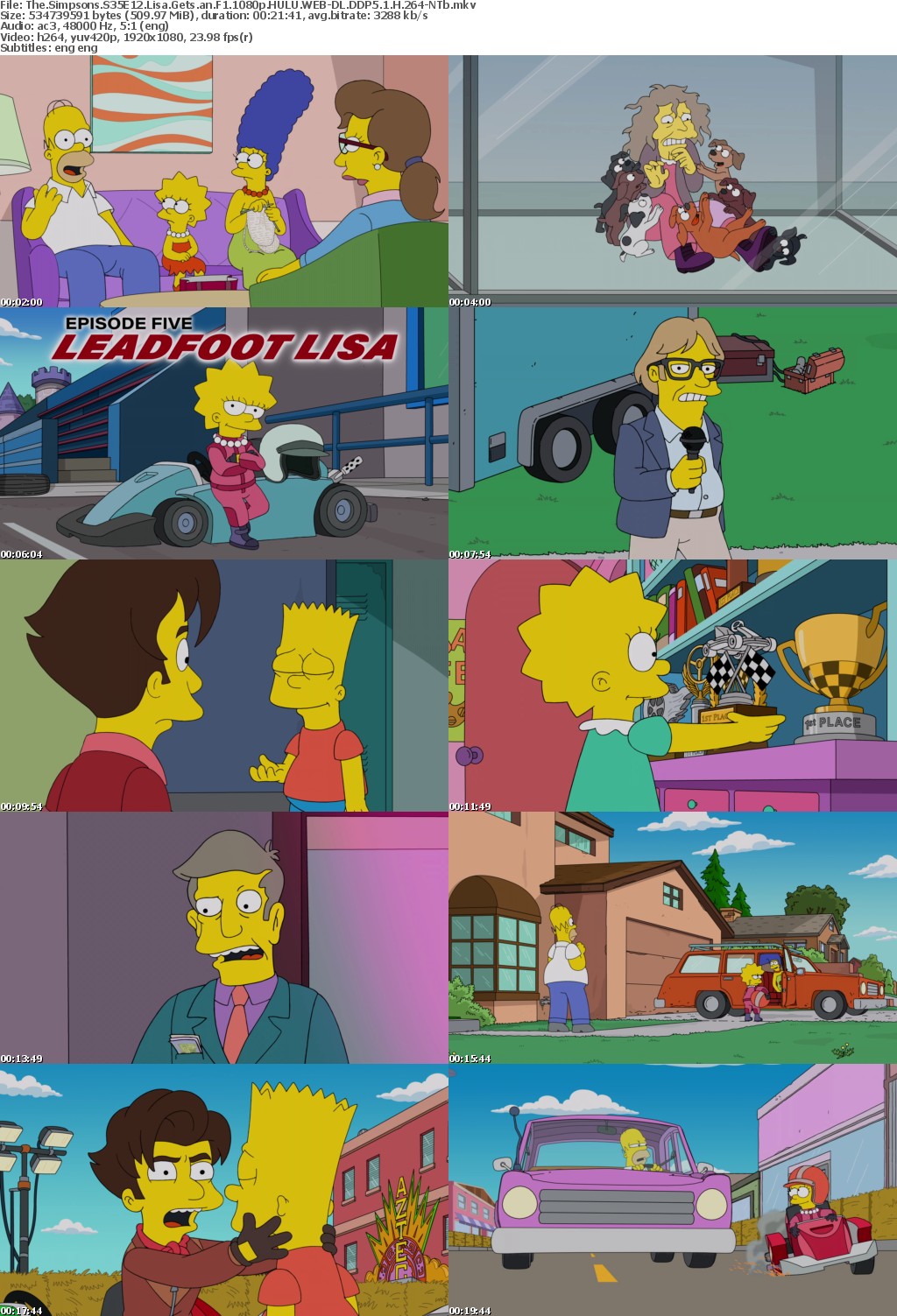 The Simpsons S35E12 Lisa Gets an F1 1080p HULU WEB-DL DDP5 1 H 264-NTb